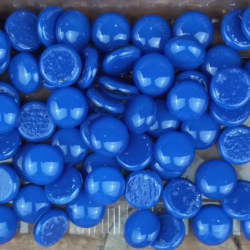 Gemas de vidro importado azul escuro - E1 c/ 05 un. Diâmetro 1,3cm.