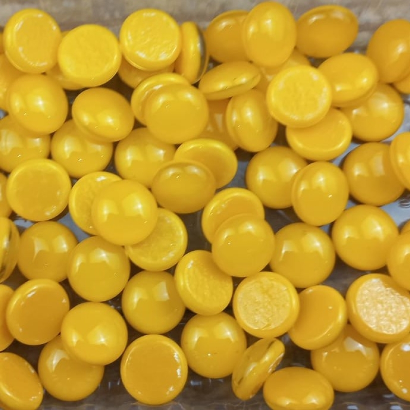 Gemas de vidro importado amarelo mostarda - B1 c/ 05 unidades