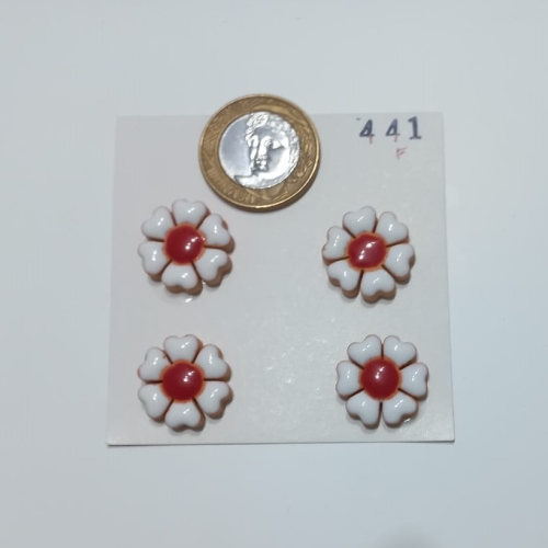 Aplique cerâmico flor c/ 6 pétalas P - 441F c/ 4 unidades