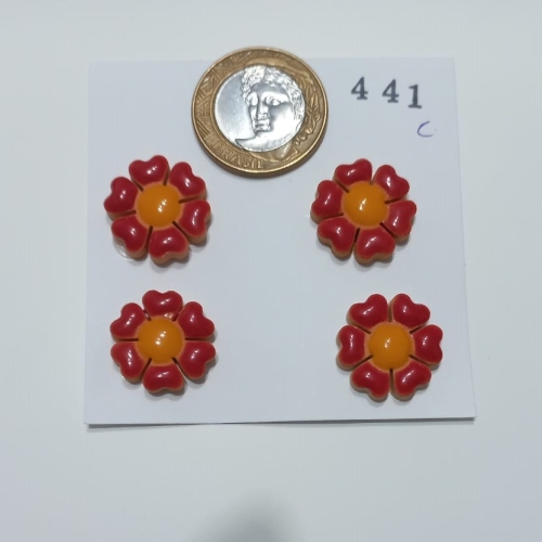 Aplique cerâmico flor c/ 6 pétalas P - 441C c/ 4 unidades