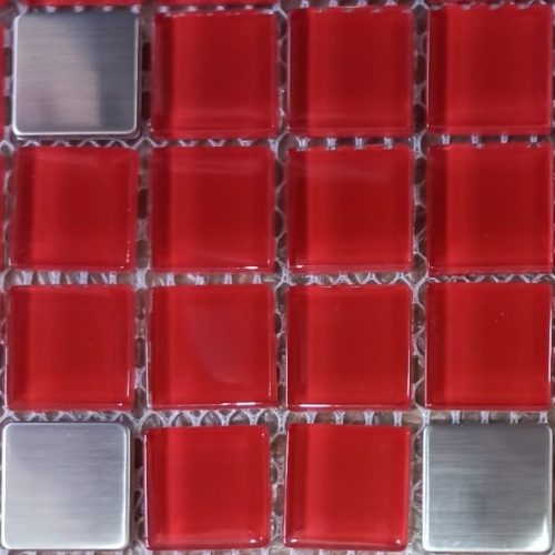 Pastilha cristal 2,3x2,3 vermelha VM04 c/ 144 pastilhas ( tendo aprox. 14 peças em inox)