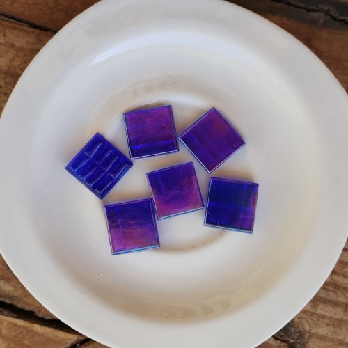 Pastilha de vidro 2x2, azul royal com brilho iridescente FTC07  c/ 75 pastilhas