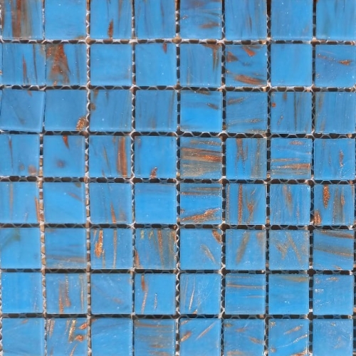 Pastilha de vidro 2x2, ouro, azul celeste, GB03 c/ 75 pastilhas