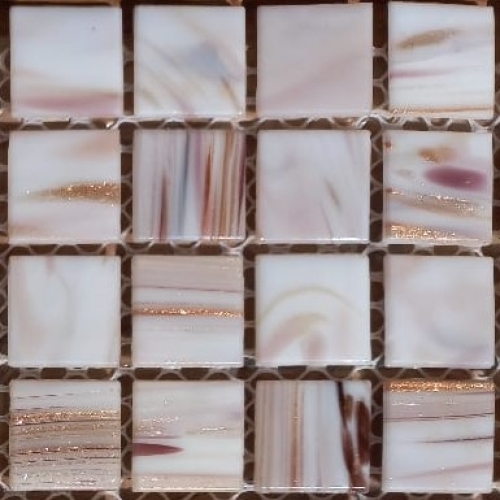 Pastilha de vidro 2x2, linha ouro, branco, GS28 c/ 75 pastilhas