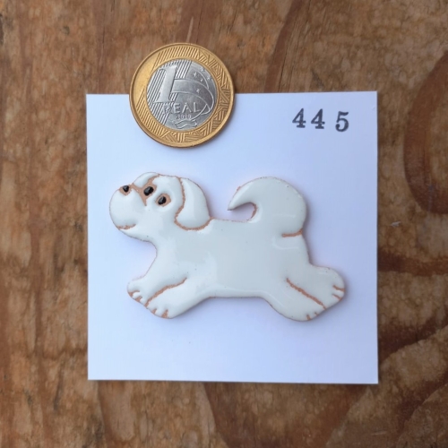 Aplique cerâmico cachorrinho - branco - cód.445 -  tam. aprox. 6,0X4,0cm. c/ 01 unidade