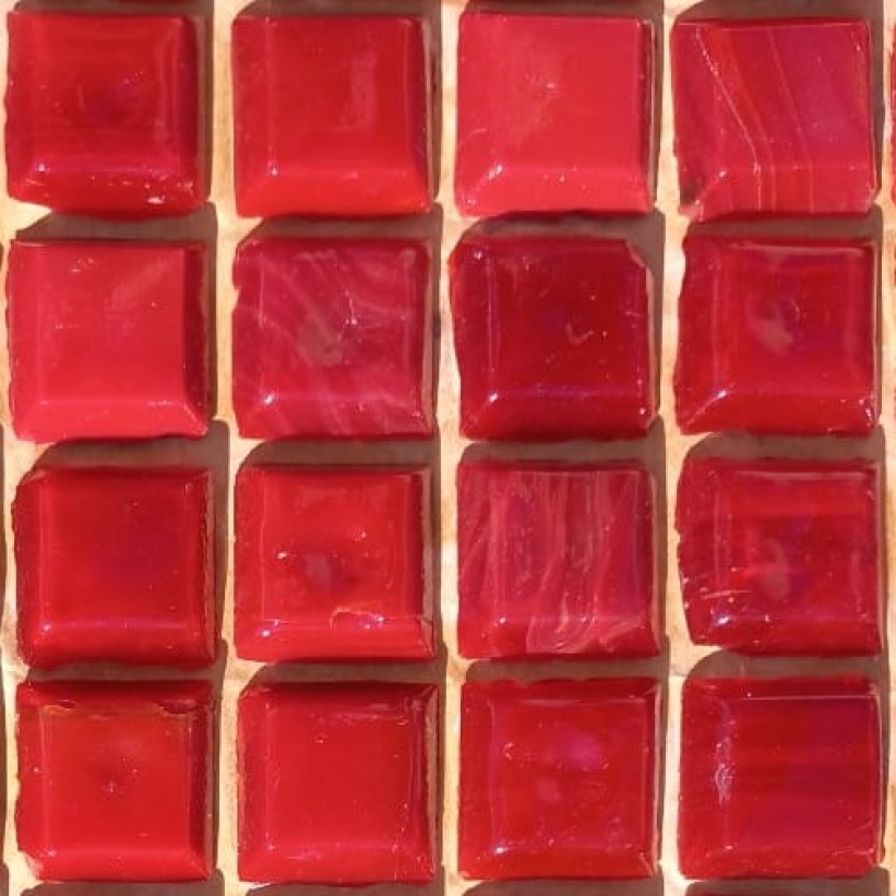 Pastilha tipo Vidrotil (importada)  2x2, espessura 5mm, vermelho escarlate,  VT09  c/ 105 past.