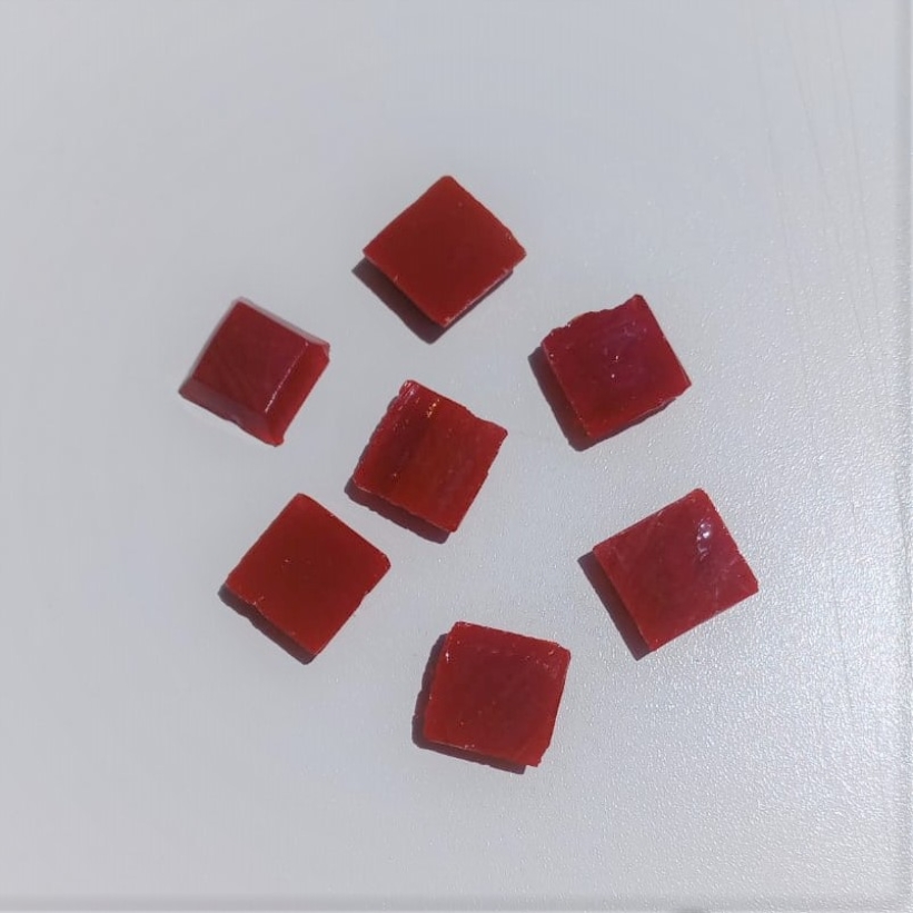 Pastilha tipo Vidrotil (importada)  2x2, espessura 5mm, vermelho escarlate,  VT09  c/ 105 past.