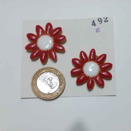 Aplique cerâmico flor arroz GG - 492E c/ 2 unidades