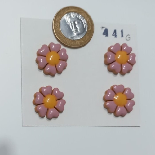 Aplique cerâmico flor c/ 6 pétalas P - 441G c/ 4 unidades