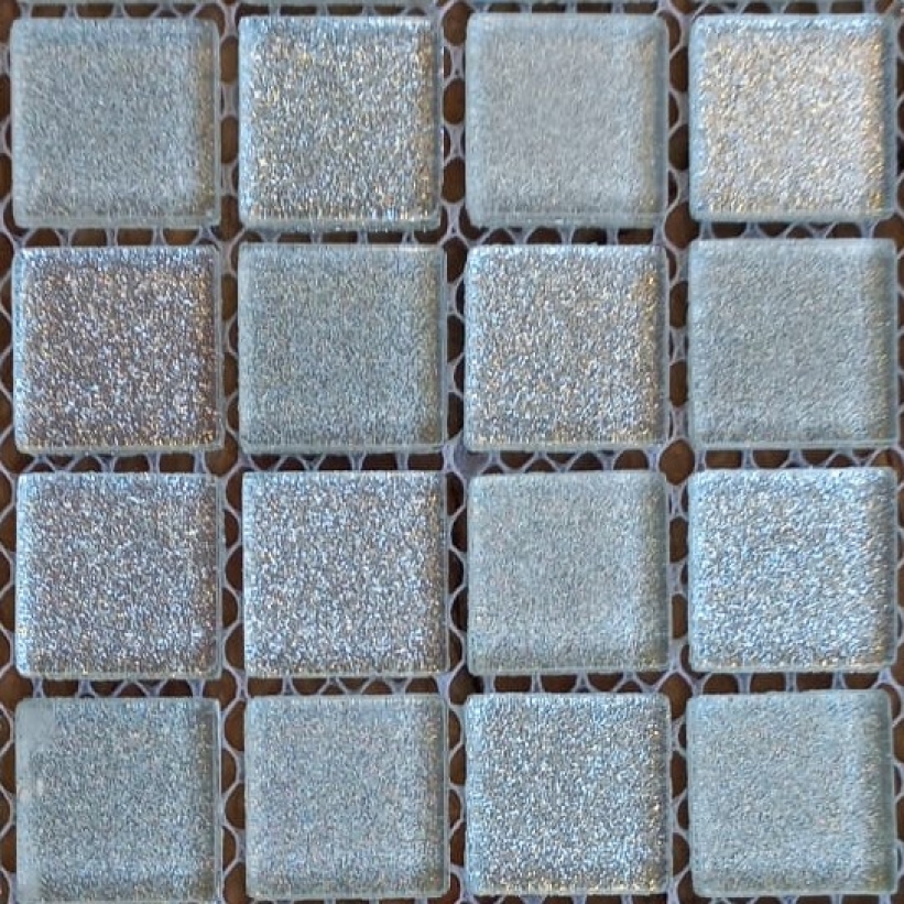 Pastilha cristal 2,3x2,3 gliter mix prata intenso e prata suave - CGD22  c/ 72 pastilhas