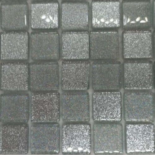 Pastilha cristal 2,3x2,3 gliter mix prata intenso e prata suave - CGD22  c/ 72 pastilhas