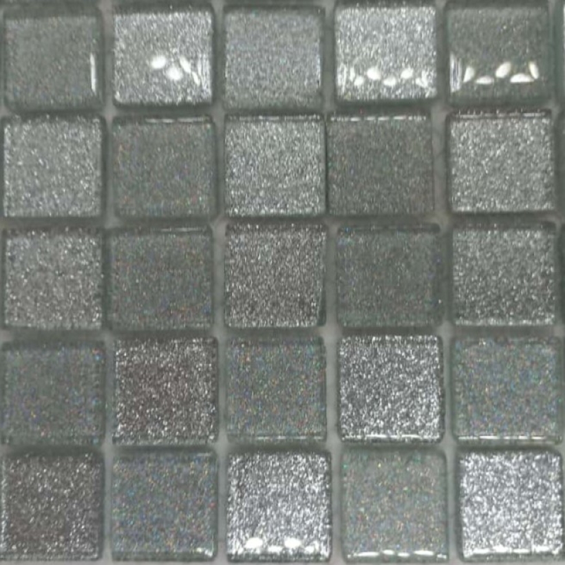 Pastilha cristal 2,3x2,3 gliter mix prata intenso e prata suave - CGD22  c/ 72 pastilhas