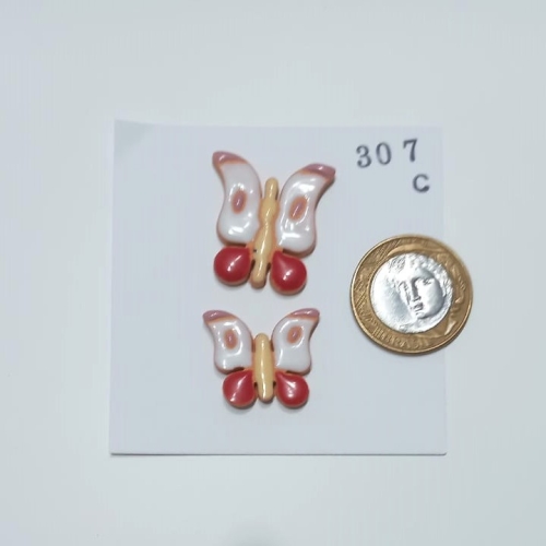 Aplique cerâmico borboleta  307C c/ 2 unidades