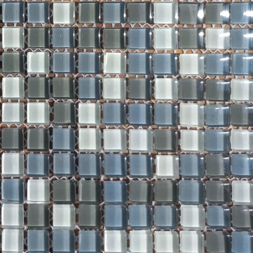 Pastilha cristal 1x1 mix cinza/branca - P221 c/ 729 pastilhas