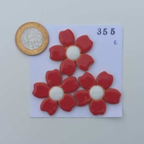 Aplique cerâmico flor trevo G - 355E c/ 3 unidades