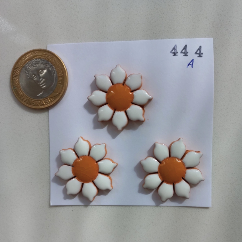 Aplique cerâmico flor Girasol 8 pétalas - 444A c/ 3 unidades