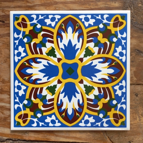 Azulejo Six decorado - cód. 033 - 15,4x15,4 cm, espessura 6mm.