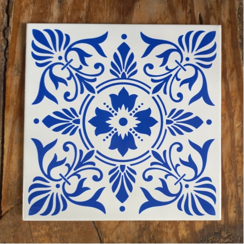 Azulejo Six decorado - cód. 037 - 15,4x15,4 cm, espessura 6mm.