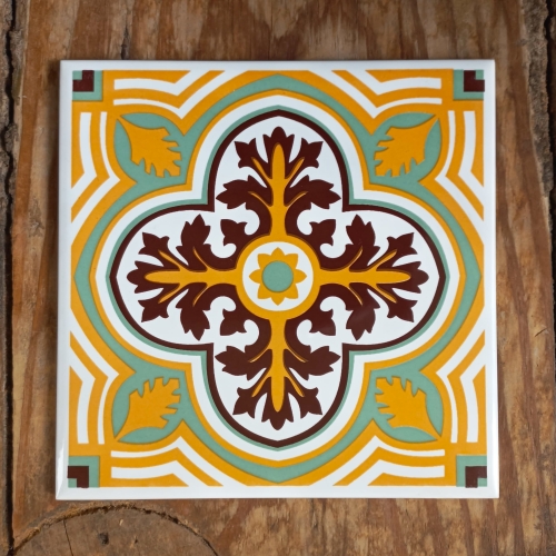 Azulejo Six decorado - cód. 045 - 15,4x15,4 cm, espessura 6mm.