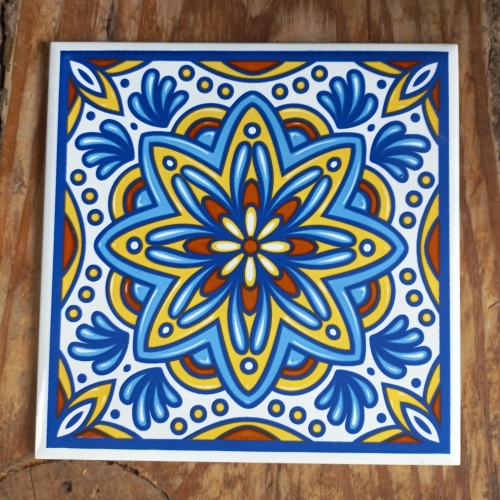 Azulejo Six decorado - cód. 139 - 15,4x15,4 cm, espessura 6mm.