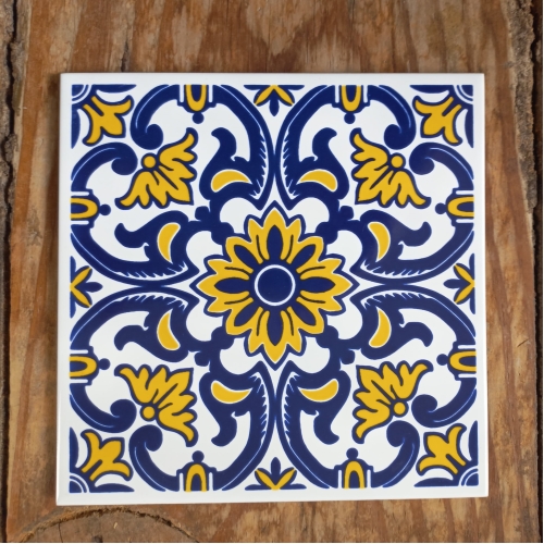 Azulejo Six decorado - cód. 185 - 15,4x15,4 cm, espessura 6mm.